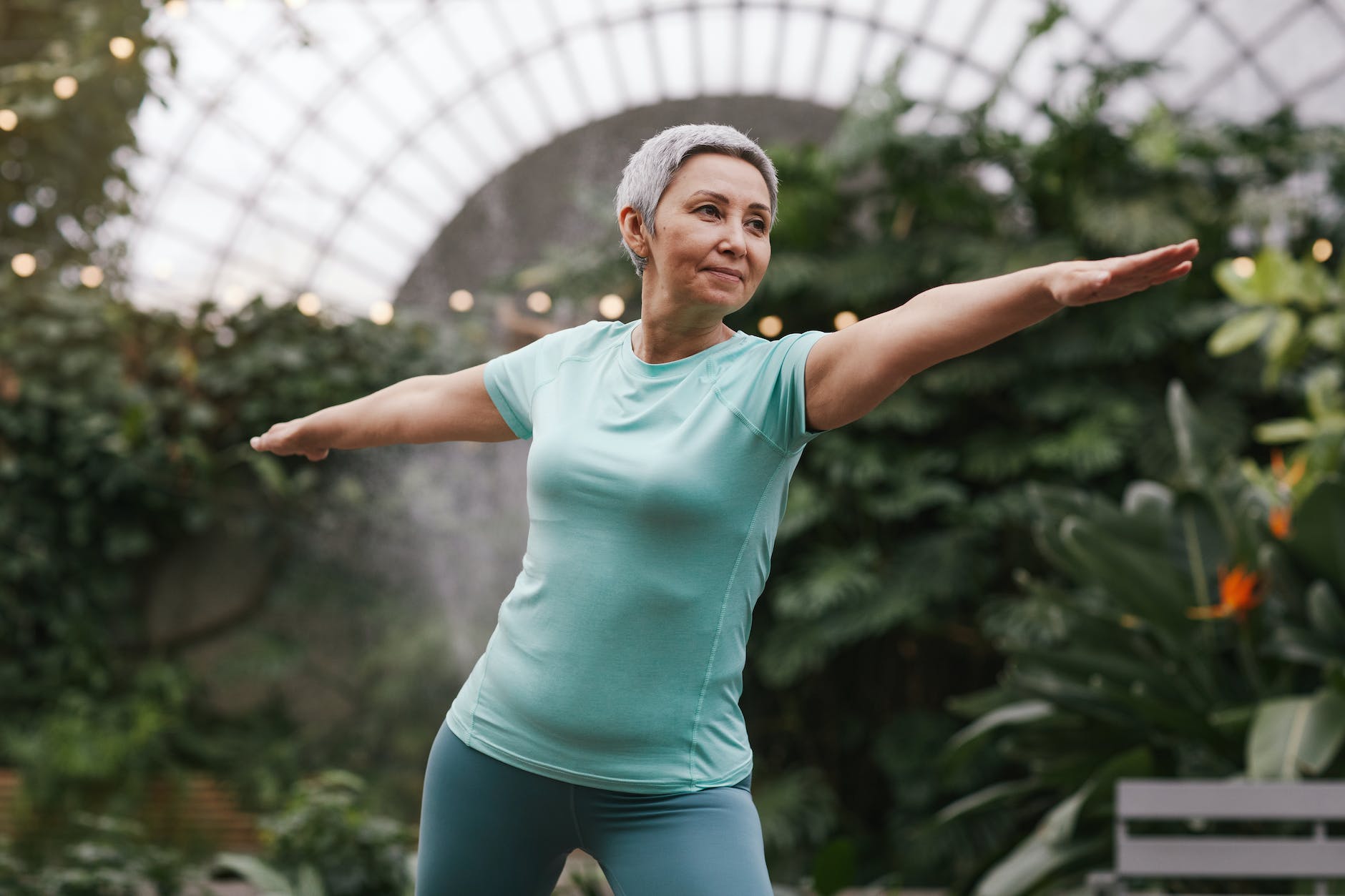 woman doing warrior pose